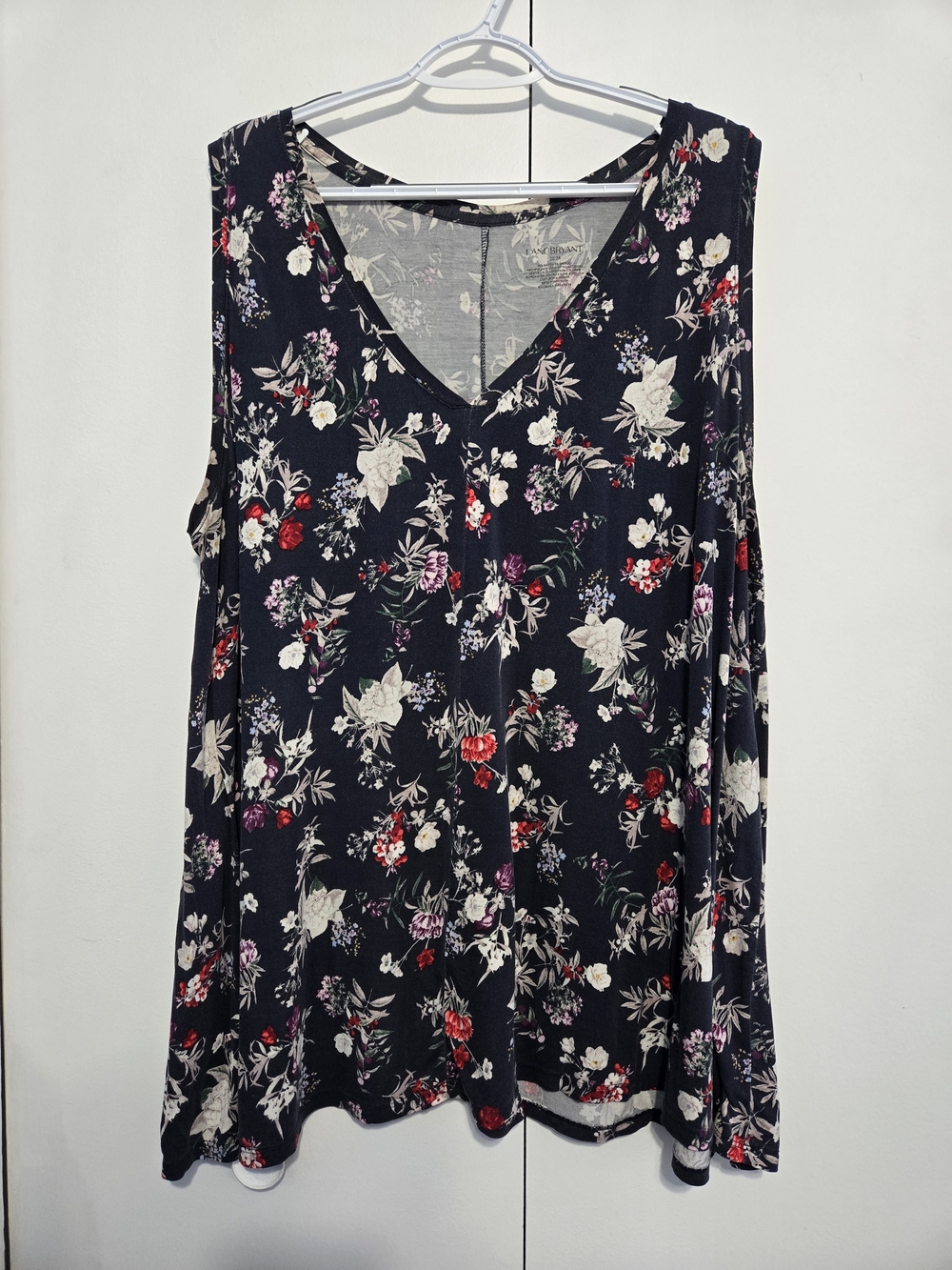Lane Bryant Floral Sleeveless Swing Tank Top Plus Size 22/24 Navy Rayon